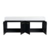 Modern Wall Mounted Bathroom Vanity With Double Resin Sink And Storage Rack - Black Chestnut - Image 17