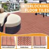 Plastic Interlocking Deck Tiles, (Set of 44), Patio Flooring Outdoor Waterproof All Weather Use For Garden Poolside Front / Back Yard - Mahogany - Image 8