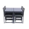 9 Pieces Patio Dining Sets Outdoor Space Saving Rattan Chairs With Glass Table Top Wicker And Cushion - Dark Gray - Image 19
