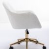 Modern Teddy Fabric Material Adjustable Height 360 Revolving Home Office Chair With Gold Metal Legs And Universal Wheel For Indoor - White - Image 16