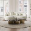 Drake - Japandi Style Curvy Sofa - Ivory White / White - Image 6