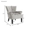 Modern Accent Living Room Chairs, Polyester Armchair Club Chair With Channel Back, Accent Chair For Living Room Reading Room, Soft Fabric, Wooden Leg - Light Gray - Image 10