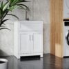 24" White Paint Free Laundry Tub Cabinet With Stainless Steel Combo (Update) - White - Image 3