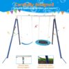 Kids Metal Swing Set For Backyard Outdoor Playground Two Functional Swing Set For Kids Outdoor Equipment - Antique Blue - Image 4