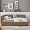 Mid Century Full Size Upholstered Bed Frame With Tufted Backrest And Armrests - Brown - Image 6