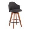 Ahoy - Contemporary Fixed Height Counter Stool With Bamboo Legs / Round Footrest (Set of 2) - Charcoal / Walnut - Image 2