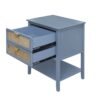 2 Drawer Side Table, Natural Rattan, American Furniture, End Table Suitable For Bedroom, Living Room, Or Study - Blue - Image 9