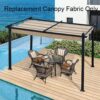 Replacement Canopy Top Cover Fabric For 13 x 10 Ft Outdoor Patio Retractable Pergola Sun-Shelter Canopy - Khaki - Image 2
