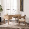 Dauphin - Gold Accent 5 Drawer Executive Desk - Natural Brown - Image 8