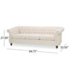 Chesterfield Style 3 Seater Sofa With Deep Button Tufting - Beige - Image 2