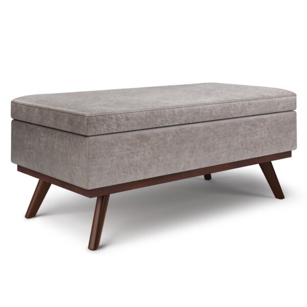Owen - Lift Top Large Coffee Table Storage Ottoman - Distressed Gray