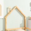 Twin Size Wood Bed With House Shaped Headboard Floor Bed With Fences - Natural - Image 5