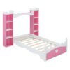 Castle Shaped Bed With Storage Shelf, Dreamy Twin Size Platform Bed For Kids Bedroom - Pink / White - Image 4