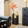 Elegant Floor Vase Set Metal Decorative Vases 3 Piece Set For Floral Display, Wedding & Gift Decor - Gold / Black - Image 15