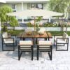 7 Pieces Outdoor Dining Set Patio Dining Table And Chair Set With And Removable Cushions For Patio, Backyard, Garden - Beige - Image 3