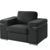 Gianna - Black Linen Fabric Arm Chair - Image 2