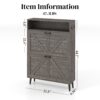 Farmhouse Shoe Storage Cabinet With Barn Door Design, 2 Flip Drawers, Hooks - Dark Oak - Image 3