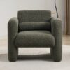 Modern Accent Chair Lambskin Sherpa Upholstered Comfy Reading Arm Chair Soft Padded Armchair With Back And Pillow For Living Room - Seaweed Green - Image 3