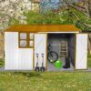 10'x8' Garden Sheds Outdoor Storage Sheds With Window - White / Yellow - Image 4