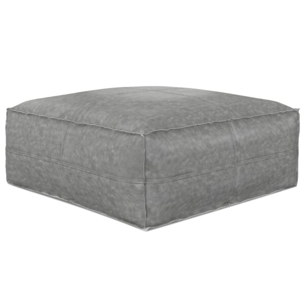 Brody - Large Square Coffee Table Pouf - Distressed Gray