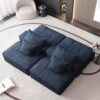Modern Oversized Modular Sectional Sofa With 2 Ottoman And 2 Seat, Sparkling Chenille Fabric Soft Cushion Sofa With 4 Pillows, 4 Pieces Diy Combination Tufted Sofa, No Assembly Required - Blue - Image 14