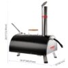 Pizza Oven Outdoor 12" Automatic Rotatable Pizza Ovens Portable Stainless Steel Wood Fired Pizza Oven Pizza Maker With Built-In Thermometer Pizza Cutter Carry Bag - Black - Image 2
