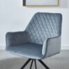 Modern Desk Chair No Wheel, Ergonomic Office Chair Home Office Upholstered Chair, Computer Chair For Bedroom, Reception Room, Living Room With Metal Legs - Blue - Image 4