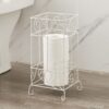 Metal Frame Toilet Paper Holder Stand, Bathroom Tissue Organizer - White - Image 2