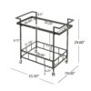 2 Tier Bar Cart, Utility Cart, Rolling Serving Cart, Kitchen Cart With Storage Shelves - Black - Image 3