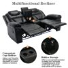 3 Pieces Recliner Sofa Sets Home Theater Seating Manual Recliner Chair With Center Console And Led Light Strip For Living Room - Black - Image 7