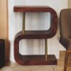 S Curve Brass Bedside Table - Dark Brown - Image 9