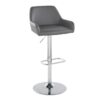 Daniella - Contemporary Adjustable Barstool With Swivel With Rounded Rectangle Footrest (Set of 2) - Chrome / Gray - Image 2