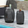 Modern Outdoor Metal End Table Set With Durable Iron Frame - Black - Image 4