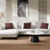 Mardi - Tweed Sectional Sofa With 3 Pillows - Maroon / Beige - Image 10