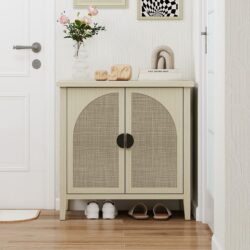 Rattan 2 Door Cabinet, Suitable For Bedroom - Natural