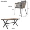 7 Pieces Patio Dining Set, All-Weather Outdoor Furniture Set With Dining Table And Chairs, Acacia Wood Tabletop, Metal Frame, For For Garden, Backyard, Balcony - Gray - Image 7