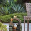 Decorative Two Tiered Water Fountain With Woodland Animal Design, Outdoor Fountain With Light And Pump - Dark Gray - Image 5