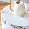 Elegant Cylindrical Table With Patterned Design For Versatile Use - White - Image 11