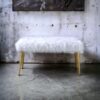 Bagley II - Faux Fur Bench - White / Gold - Image 2