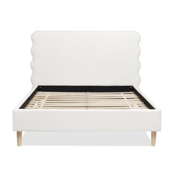 Stockholm - Queen Modern Wavy Headboard Platform Bed - Antique White