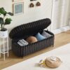 Charcoal Faux Fur Flip Top Storage Bench With Metal Legs, Wide Bed End Stool Foot Rest - Charcoal - Image 3