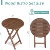 3 Piece Acacia Bistro Set, Folding Patio Furniture For Garden Backyard Balcony Porch With 1 Coffee Table And 2 Foldable Chairs - Natural Stained - Image 3