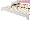 Twin Extending Daybed With LED Lights, Modern Upholstered Princess Daybed With Crown Headboard - White - Image 12