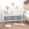 Kids Bookcase With Collapsible Fabric Drawers, Children's Book Display, Toy Storage Cabinet Organizer - White / Gray - Image 12