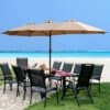 15 X 9 Ft Large Double Sided Rectangular Outdoor Twin Patio Market Umbrella With Light And Base - Taupe - Image 17