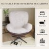 360° Swivel Office Chair, Modern Chenille Chair With And Metal Base Frame, No Wheels, Accent Chair - White - Image 9