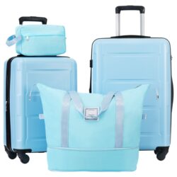 2 Piece Luggage Set With Bags Expanable Spinner Wheels ABS Lightweight Suitcase With Tsa Lock 20" / 24" - Light Blue