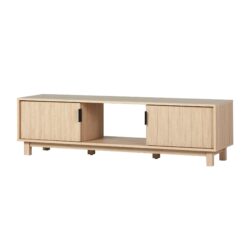 Modern Fluted Door Minimalist TV Stand For TVs Up To 65" - Coastal Oak