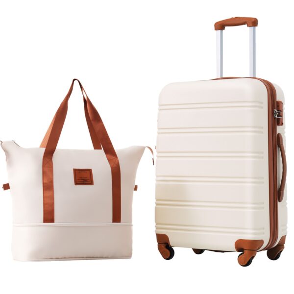 Hardshell Luggage Sets 24" / Bag Spinner Suitcase With Tsa Lock Lightweight - Brown / White