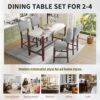 5 Piece Counter Height Dining Set, Faux Marble Bar Table With 4 Upholstered Chairs, Mid Century Style For Kitchen - White / Gray - Image 12